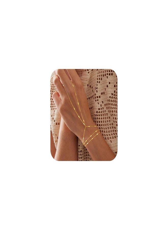 Yoosteel سوار يد من يوستيل للنساء - سلاسل يد رقيقة مطلية بالذهب عيار 14 قيراطًا، أساور عصرية قابلة للتكديس، هدية مجوهرات عيد الميلاد للنساء - Image 1